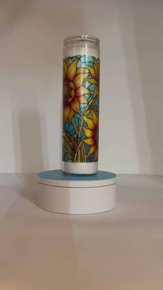 Sunflower Wrap Candle (Stained Glass Effect)